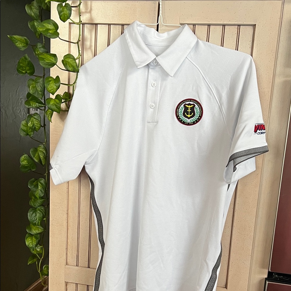 White Polo Shirt with RI State Police Logo